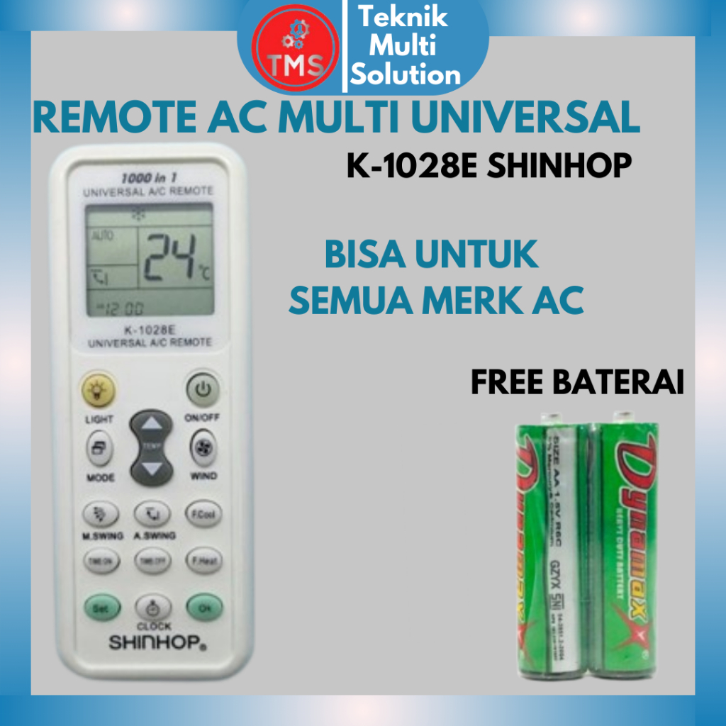 REMOTE REMOT AC/KIPAS ANGIN AIR CONDITIONER AC MULTI UNIVERSAL  ORIGINAL SHINHOP K-1028E
