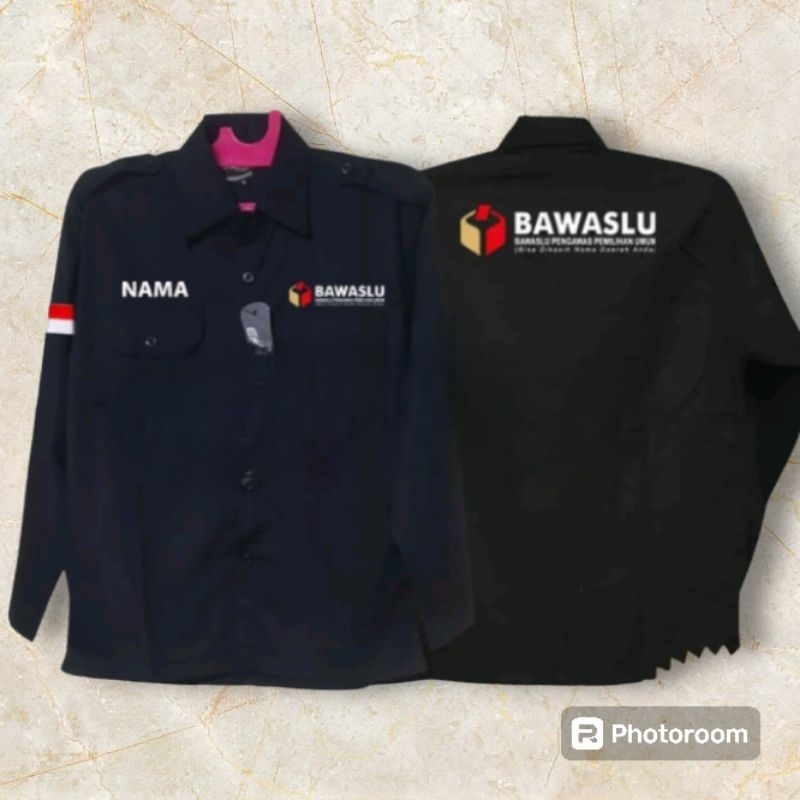 Kemeja BAWASLU Seragam Bawaslu Hitam Lengan Panjang