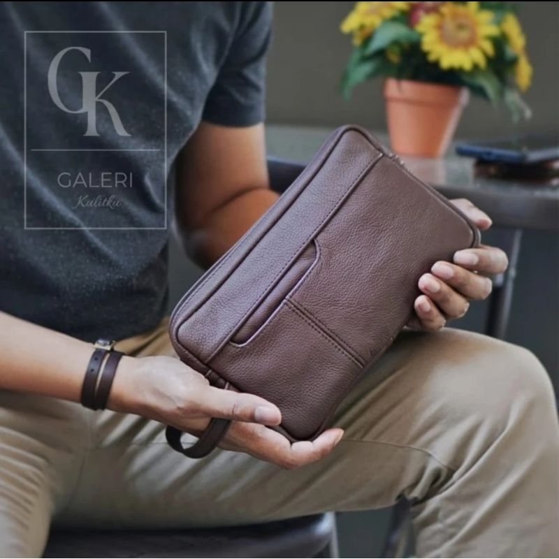 hand bag clutch pria wanita kulit sapi asli-COLDIAC