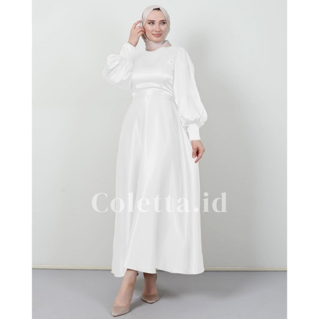 Gamis SHAFIRA Gaun Muslim Gaun Baju Wanita A Line Bodycon Maxi Casual Style Dres Gamis Tangan Balon 
