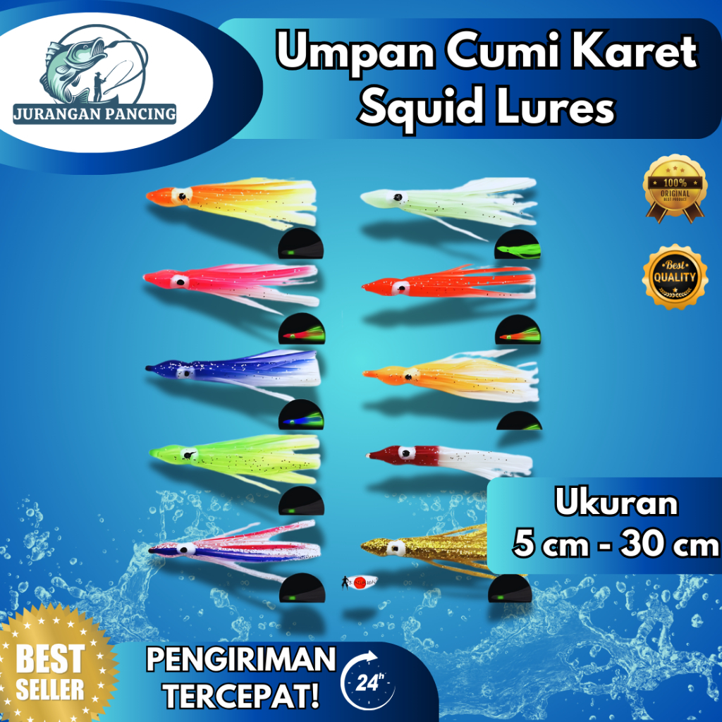 Umpan pancing cumi karet squid lures cumi cumi tiruan umpan cumi besar.octopus kualitas TERBAIK