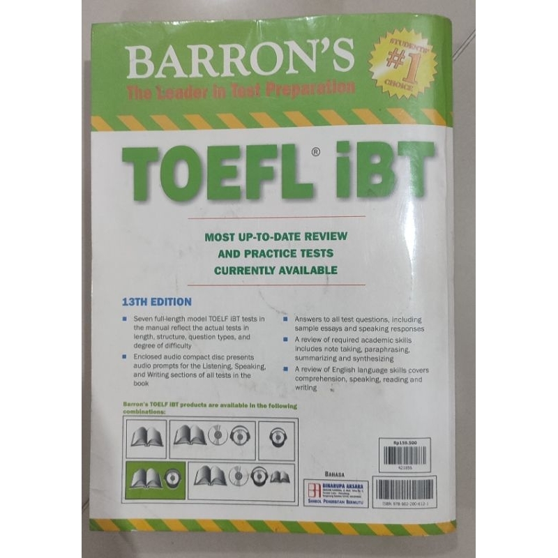 Buku TOEFL @IBT Barron's 13th Edition (buku Original bekas)