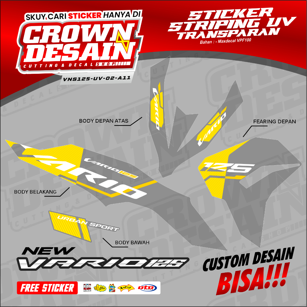 Striping Transparan Vario 125 New 2023-2024 Gen 2 Motif Malaysian Simple - Stiker Striping Vario 125