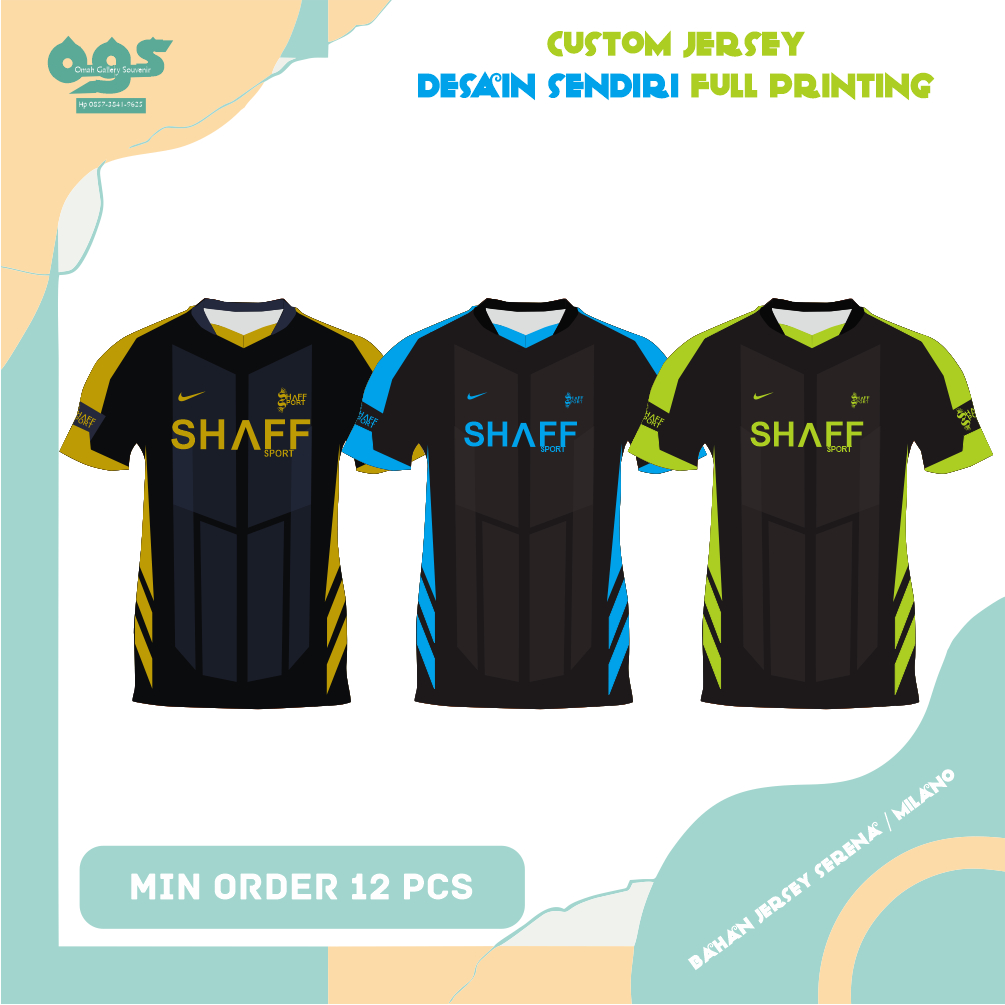CUSTOM JERSEY SEPAK BOLA FUTSAL  VOLLY RUNNING GOWES OLAHRAGA LENGAN PENDEK / PANJANG FULL PRINTING