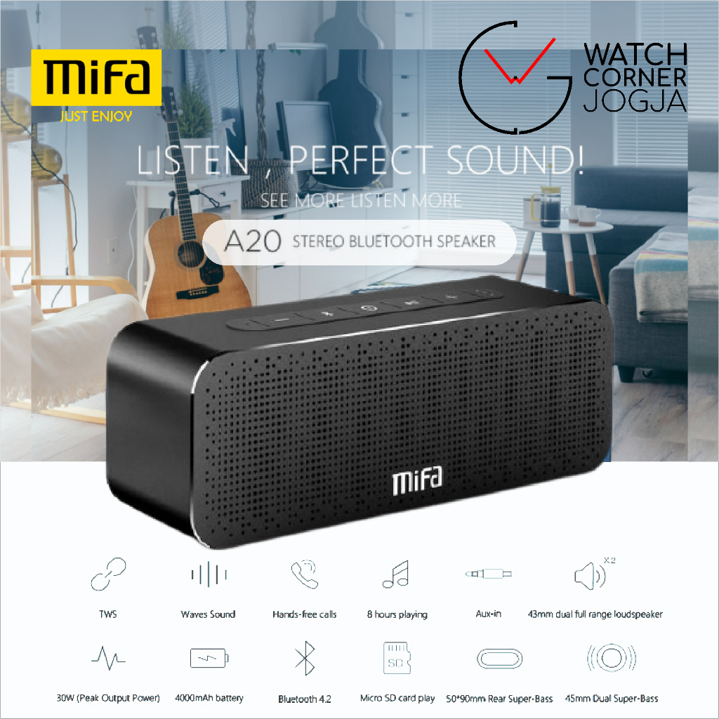 MIFA A20 Premium Portable Bluetooth Speaker Wireless 30W HiFi HD Bass ORIGINAL GARANSI