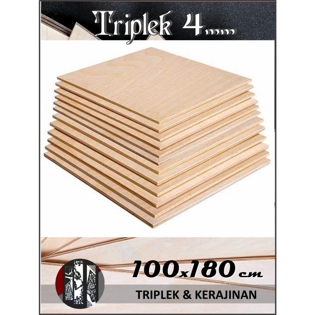 Triplek 4mm 100x180 cm (isi 3 lembah) (Plywood Multiplek 4 mm 100 x 180 | 180x100 | 180 x 100 cm)