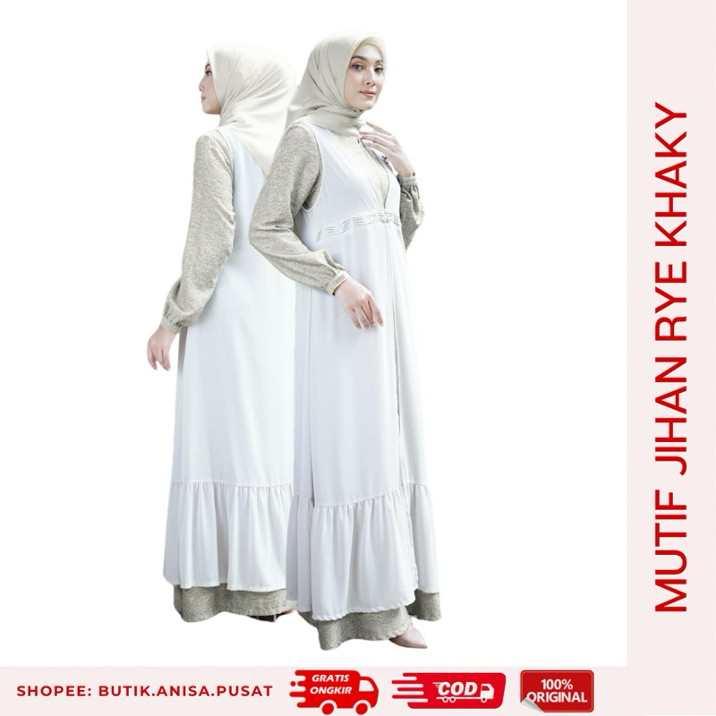 MUTIF GAMIS JIHAN RYE KHAKY Khaki Busana Wanita Muslimah