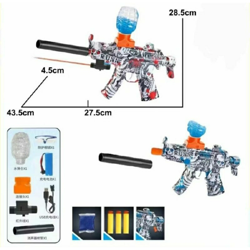 Mainan Electric Water Gel Bubble AK47 Red Motif Merah