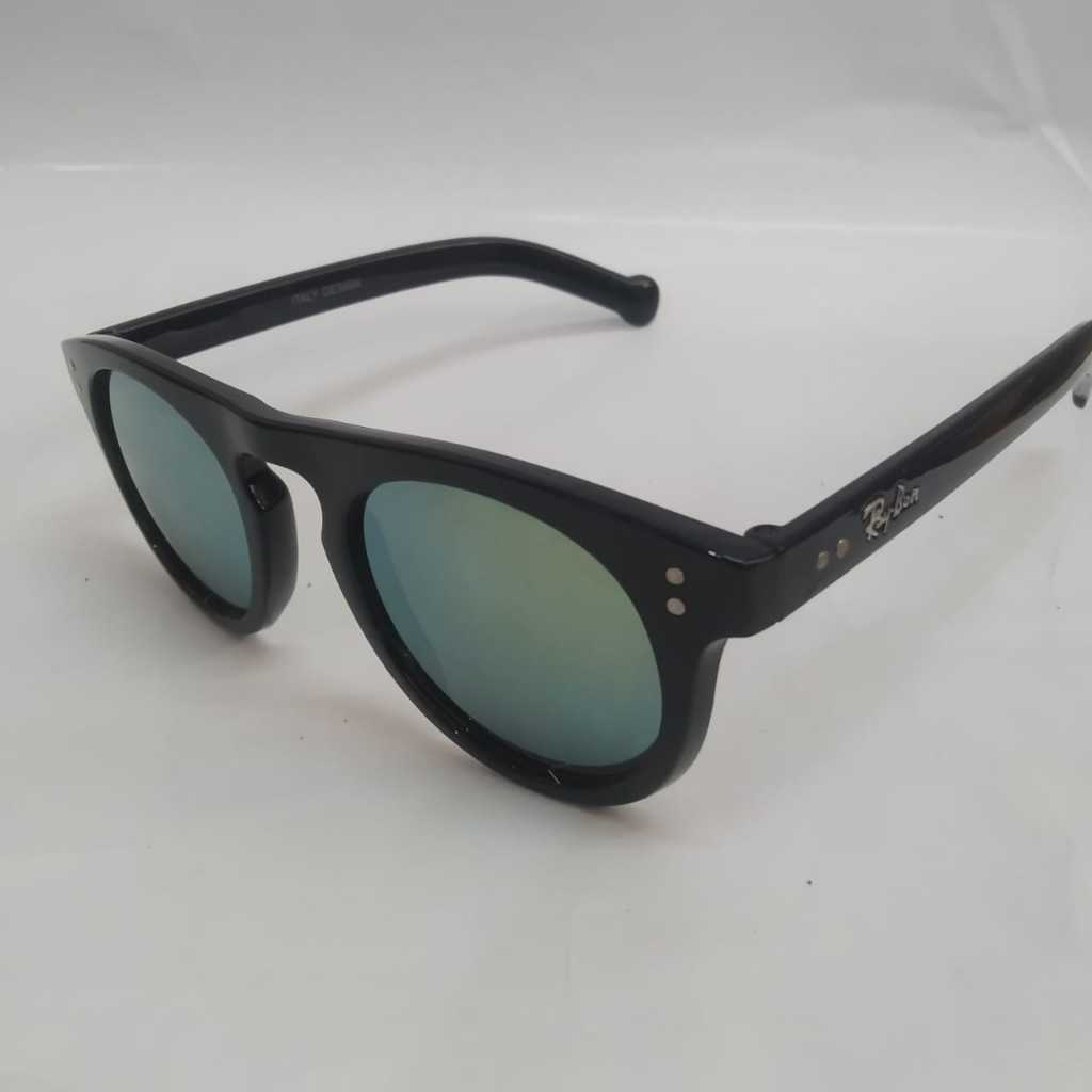 KACAMATA FASHION R041 frame warna hitam lensa kilat kehijauan