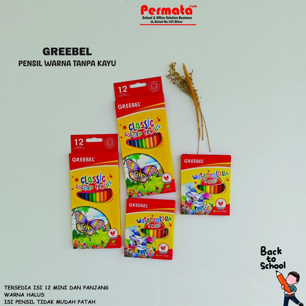 PENSIL WARNA CLASSIC COLOUR GREEBEL 12 WARNA PANJANG/MINI /COLORING/COLOR/PENCIL WARNA