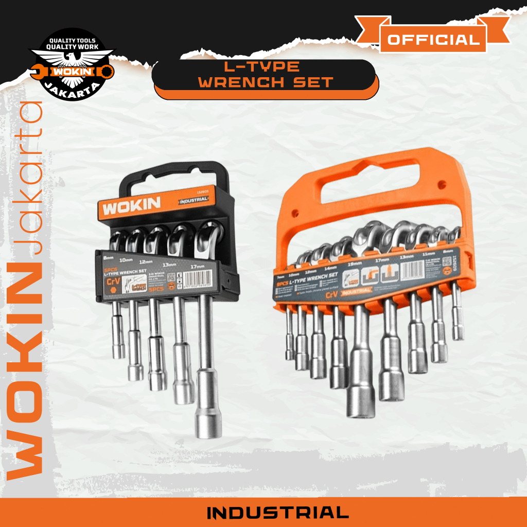 Kunci Sock L Wokin 5Pcs | Kunci Sok Wokin Tipe L 9Pcs | 5 Pcs L-Type Wrench Set Wokin | Kunci Socket