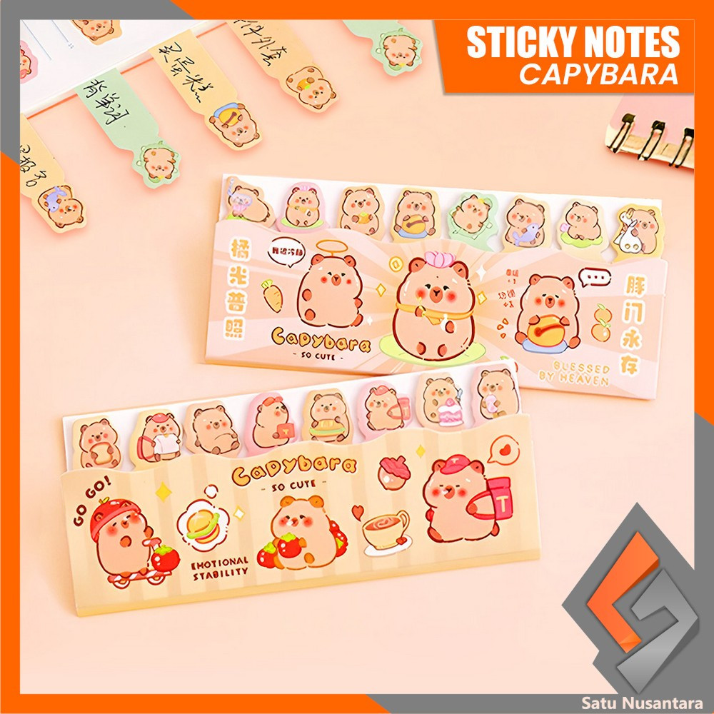 

SN-A95 Sticky Notes Motif Capybara Lucu 8 Baris Pembatas Buku Karakter / Kertas Memo Kapibara Catatan Penanda Buku Stick Note Stationery