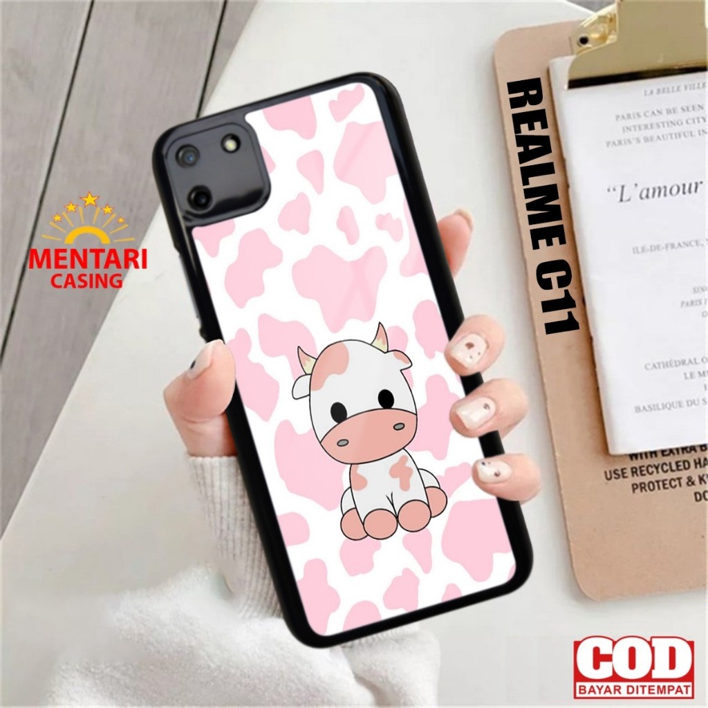Case Hp Realme C11 Terbaru - Motif Cow Lucu Casing Realme C11 Baru - Case Hardcase Softcase Premium 
