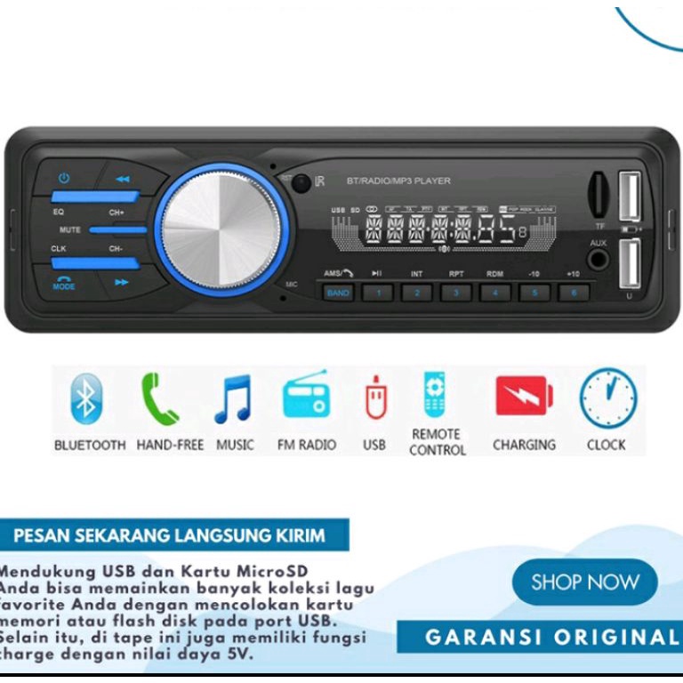 Tape Car Audio Mobil Pemutar MUsik MP3 Player Bluetooth Wireless Receiver 12V Ori f X5L4