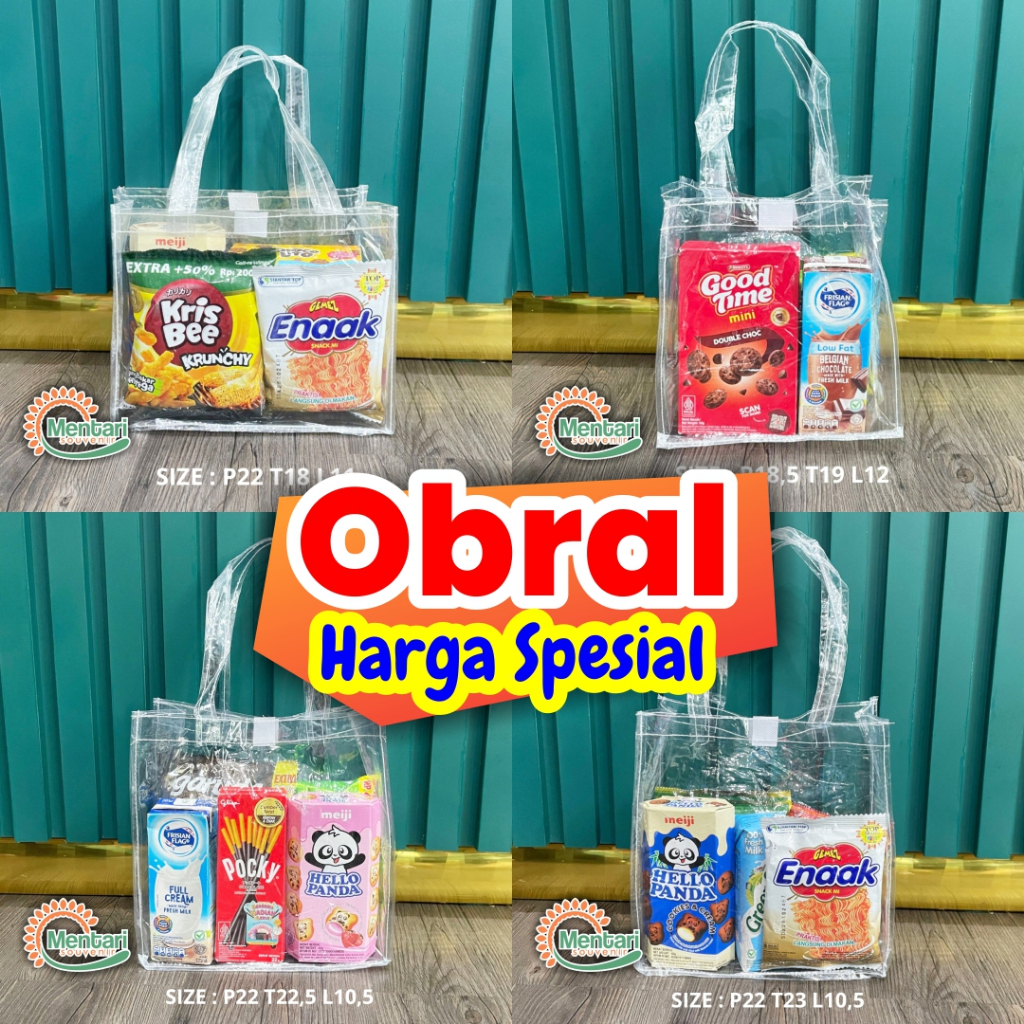 Tas Mika Bening Transparan Tebal READY STOCK Souvenir Ulang Tahun Hampers Aqiqah Tas Snack Ultah Kue