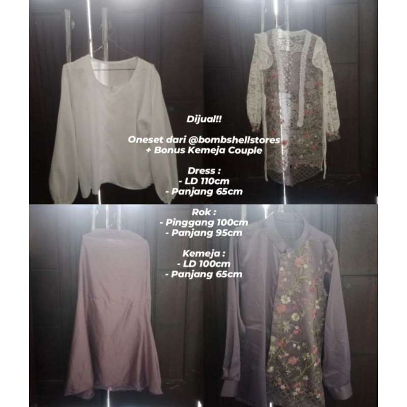 Oneset Kebaya Kutubaru Outer Brukat Modern Bunga Garden Bombshellstores Bonus Kemeja Couple Kondanga