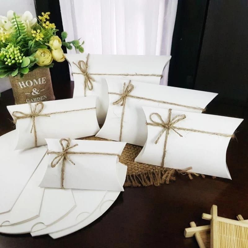 

PILLOW BOX WHITE / BOX PACKAGING WHITE / BOX BUNGKUS KADO PUTIH MURAH