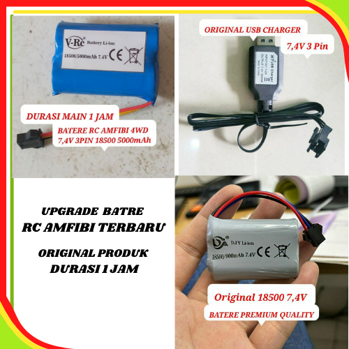 Batere 7,4V 18500 Mobil Remote Control Baterai Mainan RC Amfibi Anti Air Original Premium Quality