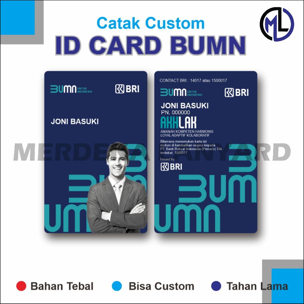 CUSTOM ID CARD BUMN bumn pnm mekaar mandiri bri pln idcard satuan Lanyard pertamina kimia farma