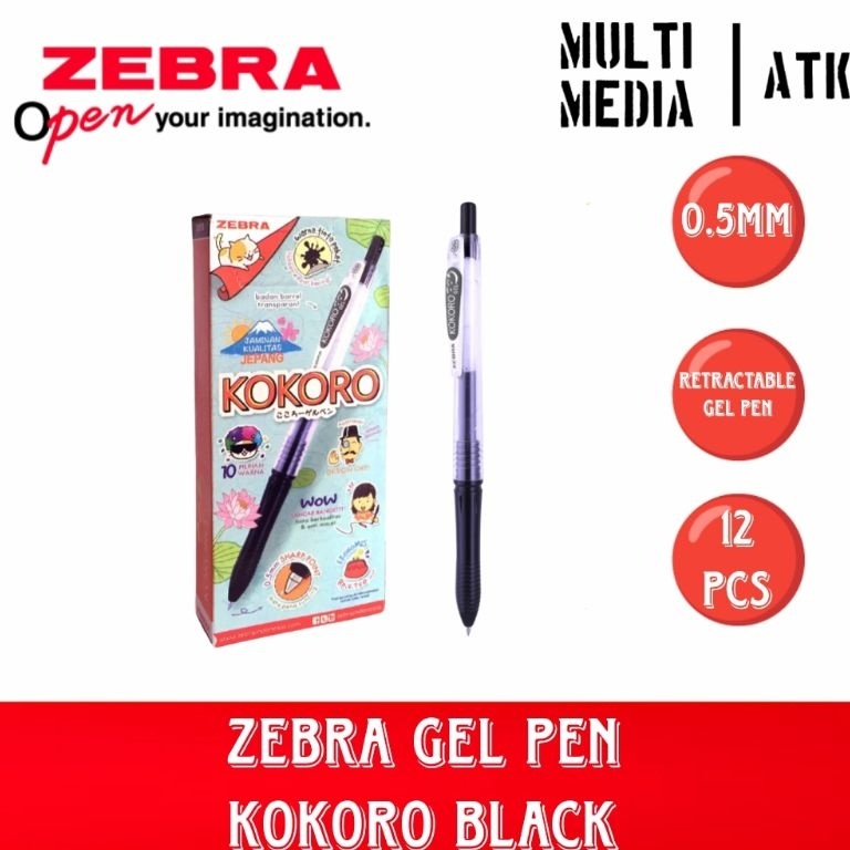 

PEN ZEBRA KOKORO GEL 5 BLACK PULPEN ZEBRA KOKORO 12 PCS e Q3O6