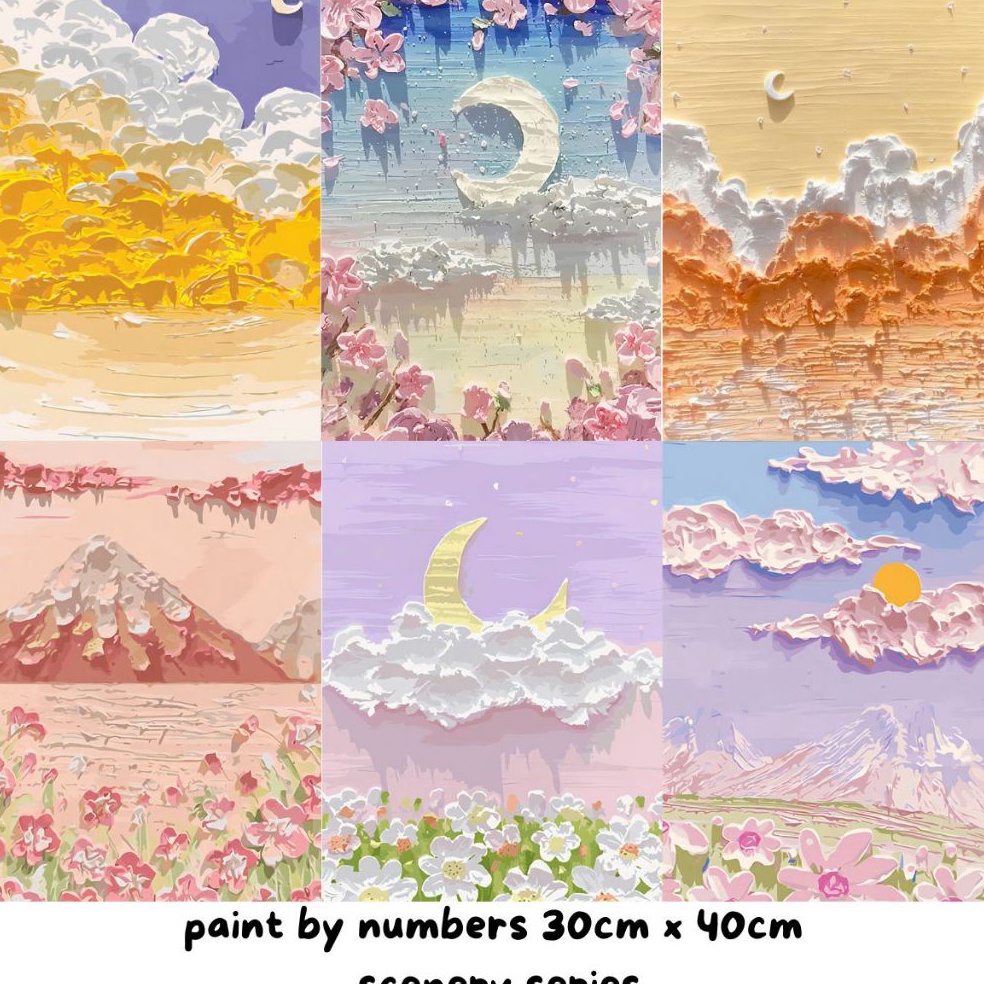 

KODE O97R PaPaPa COD Paint by number 3 x 4cm Canvas Paint By Number Kit Digital Oil Painting DIY Painting kit Lukisan Scenery Series