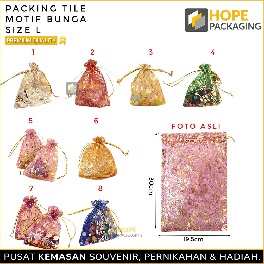 UNIK Harga  5 pcs Packing Kain Tile Serut UK L Motif Bunga Buat Toples Kue Bungkus Souvenir