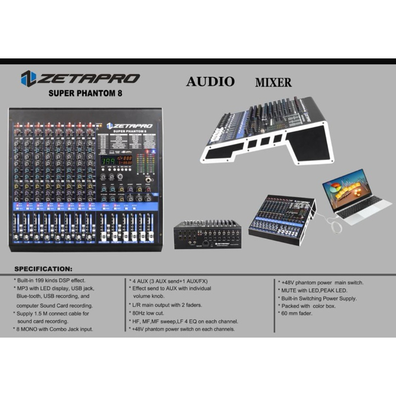MIXER AUDIO ZETAPRO SUPER PHANTOM 8, COMPRESSOR / Zetapro Original