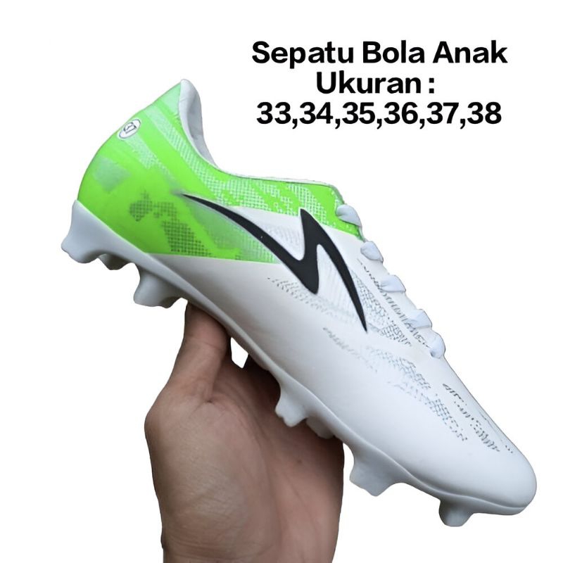 Sepatu Sepak Bola Anak  33 s/d 38 Spech Alpha Hijau Putih Pria