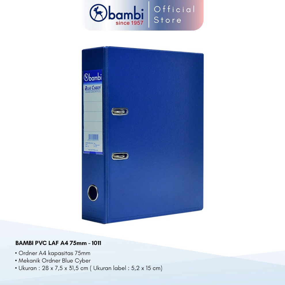 

Bambi Ordner A4 JUMBO SIZE 75 mm Special Colour Blue PVC Lever Arch File kode 111 i X8V4