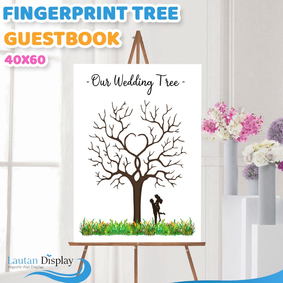 

Canvas Lukis Wedding Tree Fingerprint Kanvas Guest Book Lukisan Pohon Sidik Jari Buku Tamu Pernikahan Wedding Invitation 4x6 cm Tema Biru Pink Ungu Merah Rainbow n U1H3