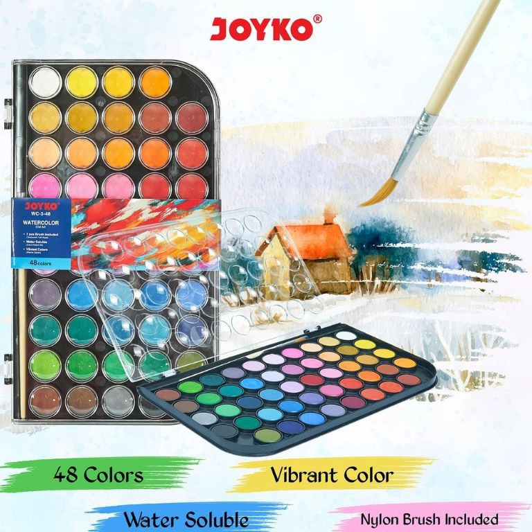 

KODE A93W Joyko Watercolor Set Cat Air WC348 Isi 48 Warna