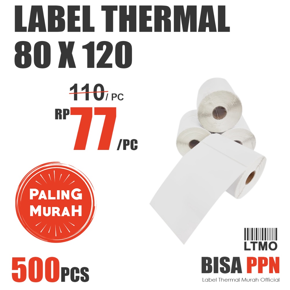 

Label Barcode MURAH 78 x 12 kertas stiker thermal 8x12 i O8S8