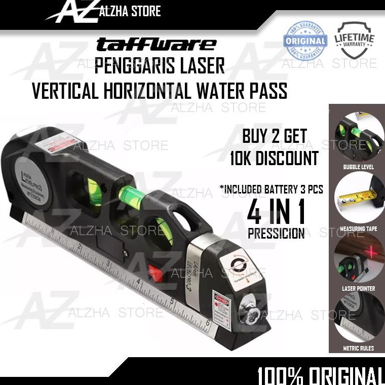 

BEST QUALITY PENGGARIS LASER VERTICAL HORIZONTAL WATERPASS TAFFWARE s I5Y7