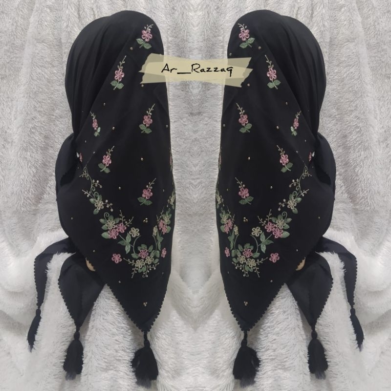 jilbab segi empat bordir cantik,bunga,payet,mewah,murah,bagus,ESKRIM