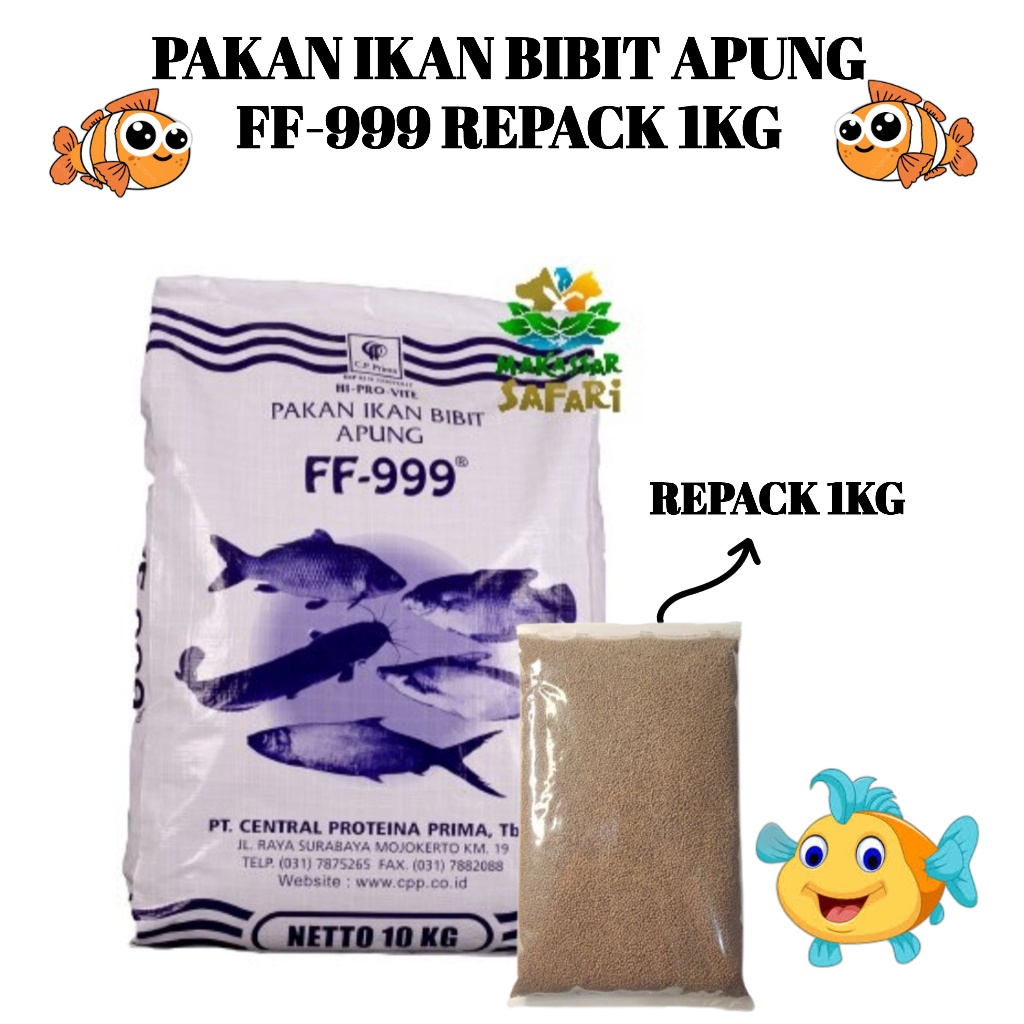 FF 999 1kg 1 kg Pakan Pelet Makanan Ikan Lele Nila Gurame Bandeng Mas