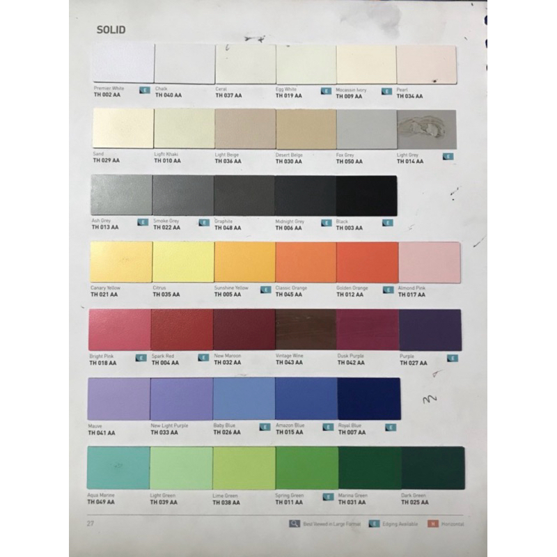 TACO HPL WARNA POLOS / SOLID COLOR KODE AA - Pelapis Furniturr