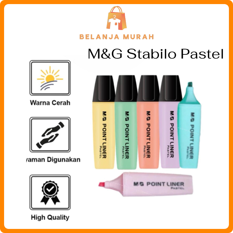 

BEM - ATK012 STABILO HIGHLIGHTER M&G WARNA PASTEL / STABILO WARNA WARNI / STABILO PENANDA / HIGHLIGHTER PEN / STABILO WARNA MACARON