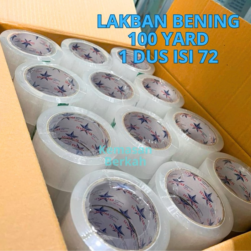 

Lakban 100 yard 1 dus isi 72 pcs Bening Coklat