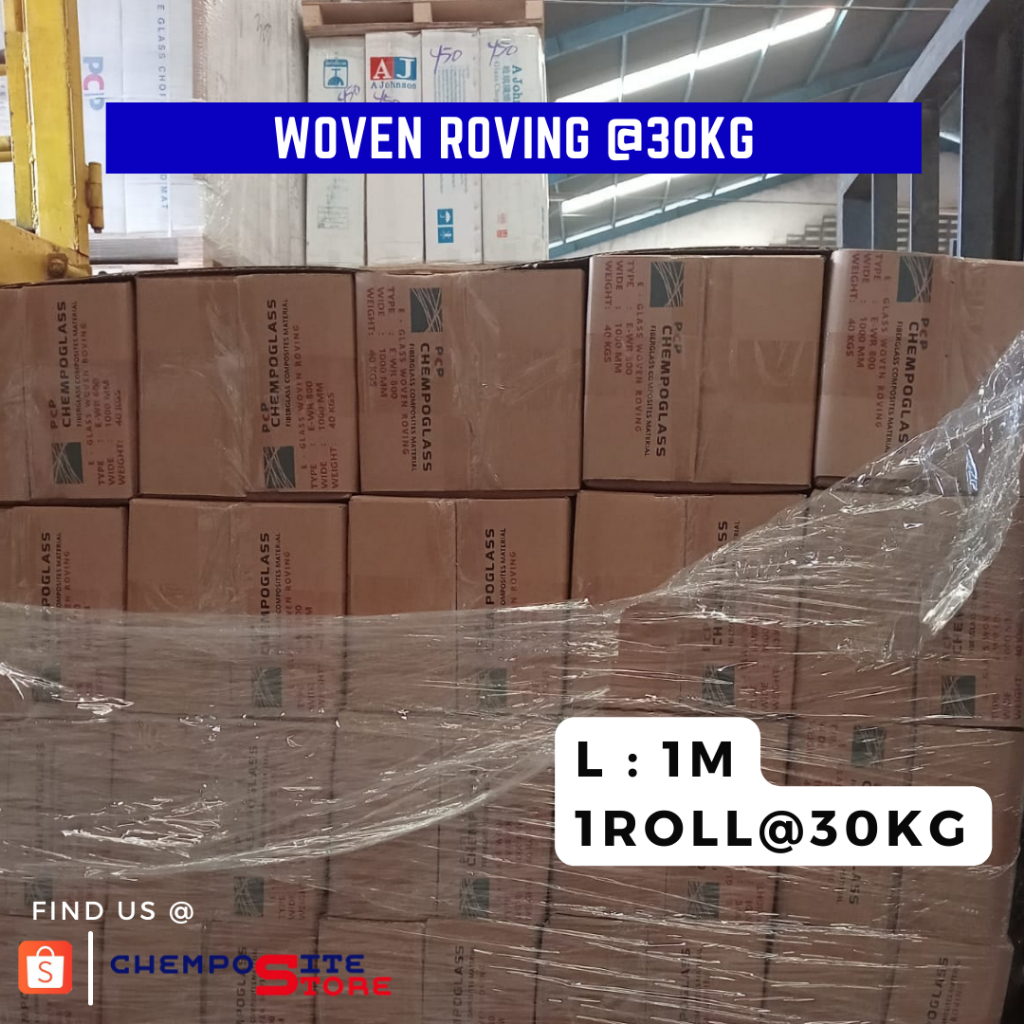 woven roving wr 200- serat fiberglass anyaman kotak lebar 1m/1roll30kg