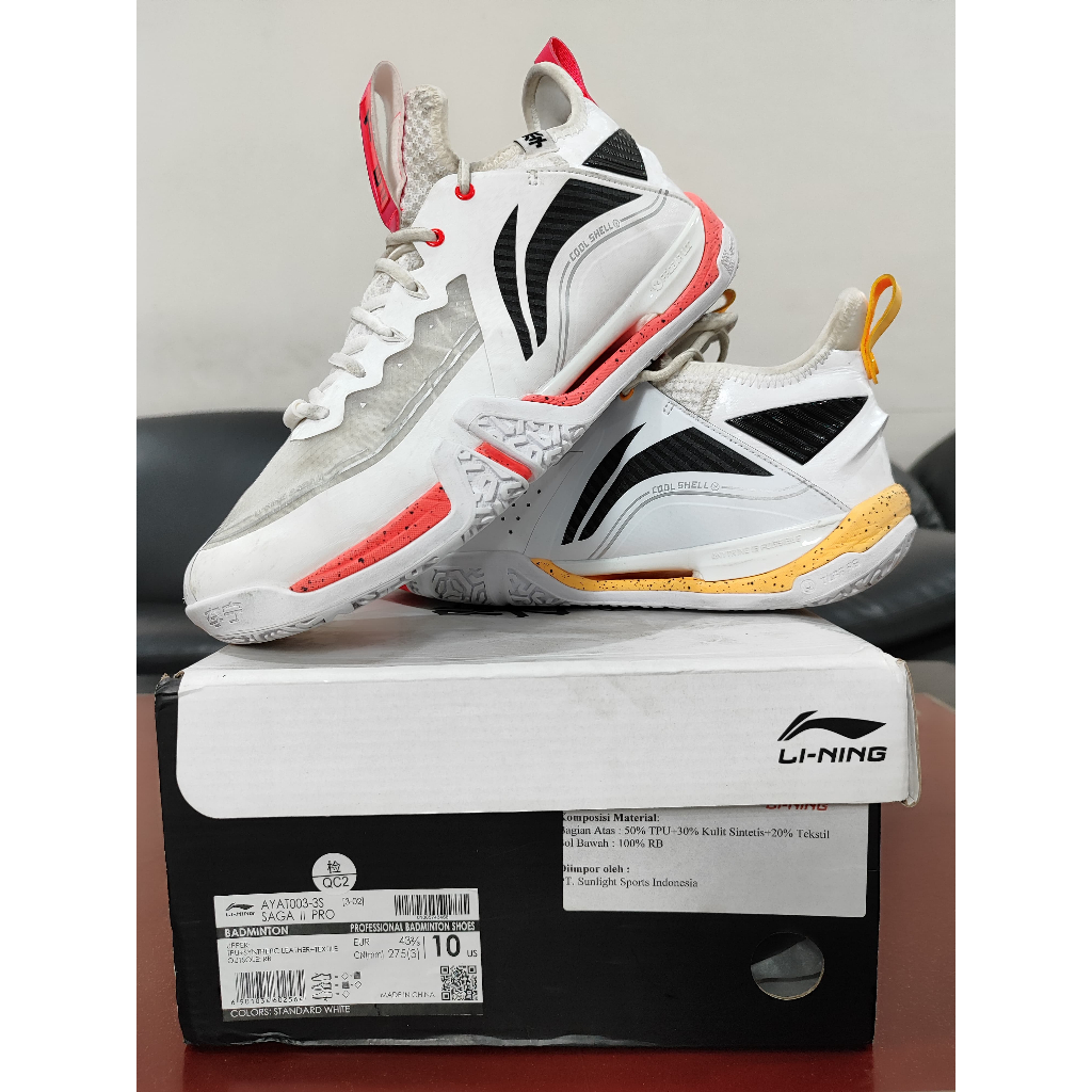 Sepatu Badminton Lining SAGA 2 PRO AYAT003-3S Second Preloved Bekas