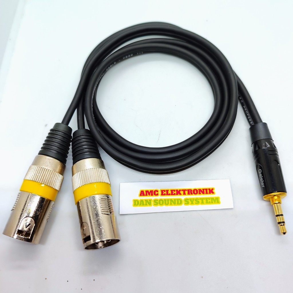 PAKET MURAH JACK AUDIO HP TO MIXSER JACK 3.5 GEISLER TO DUAL XLR CANON MALE CANARI