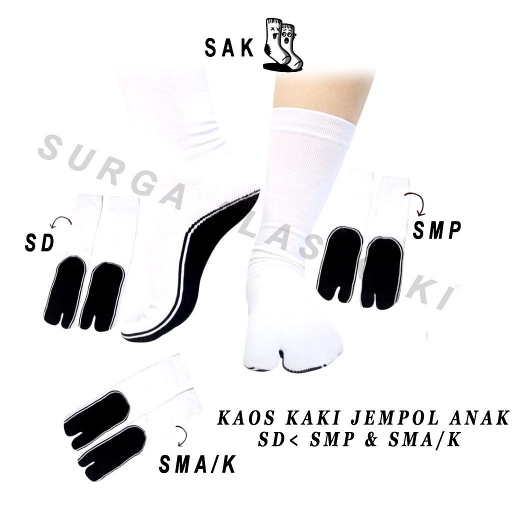 Kaos Kaki Anak Sekolah Perempuan Jempol kaki terpisah