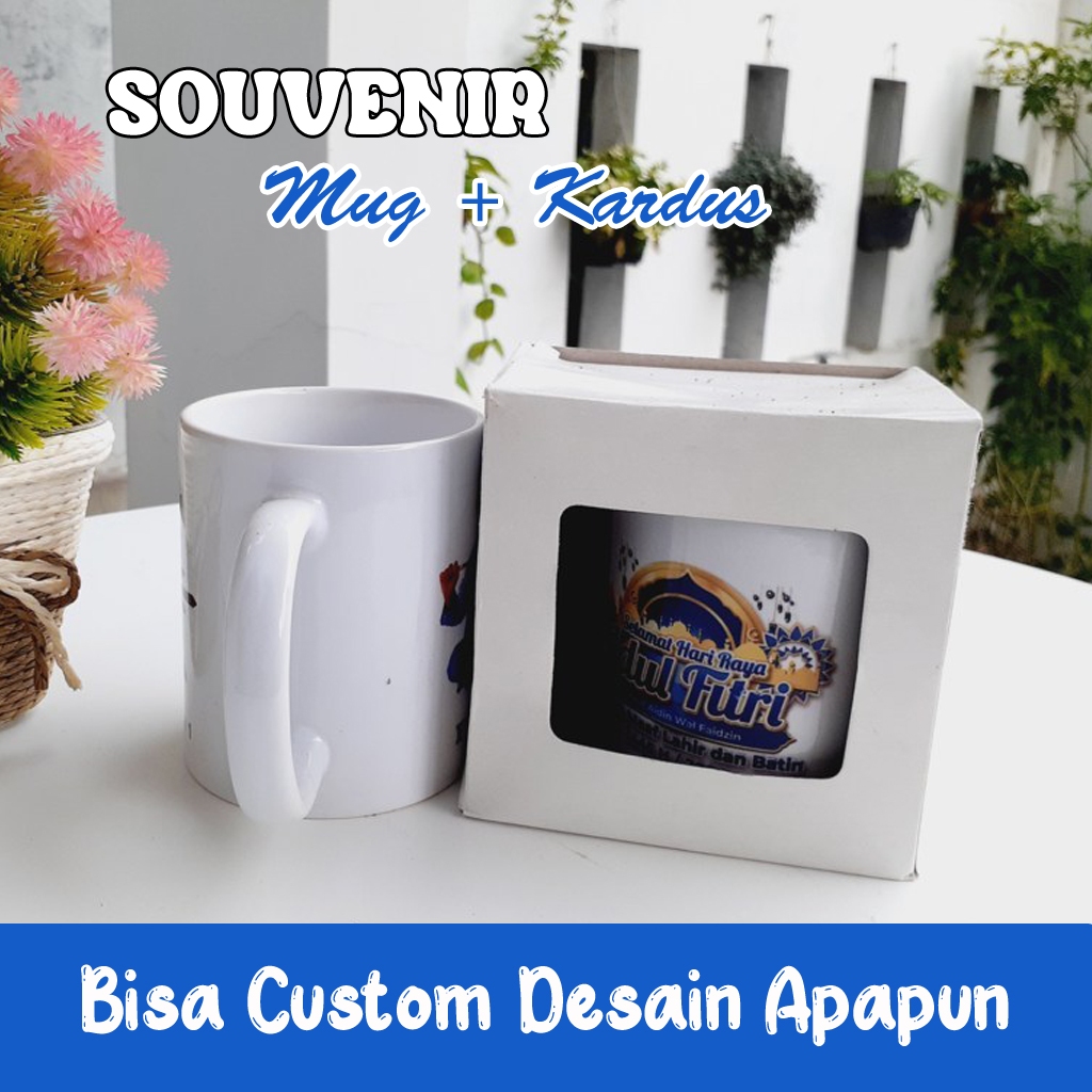 Souvenir Ultah Lahiran Mug Custom Gambar plus kardus