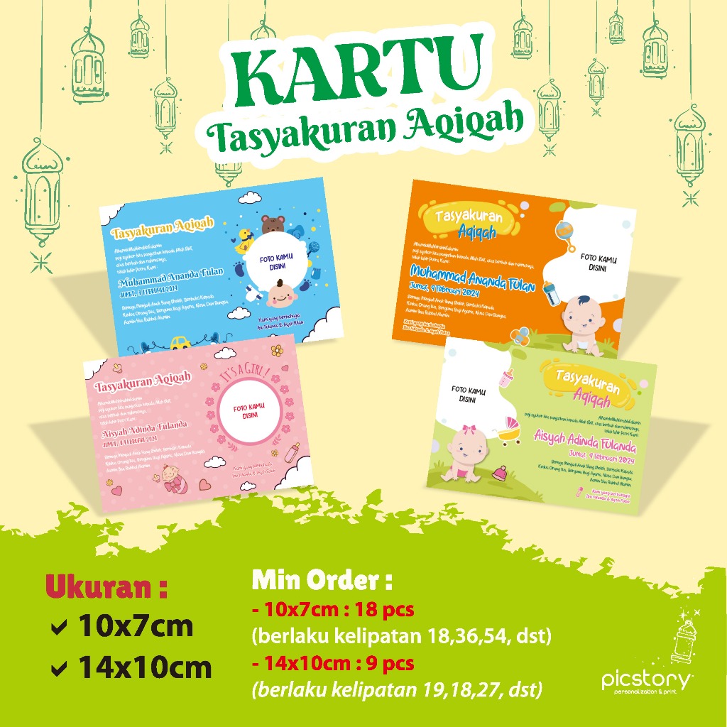 Kartu Ucapan Tasyakuran Aqiqah - Sticker Ucapan Kelahiran Bayi - Sticker Label Nasi Kotak