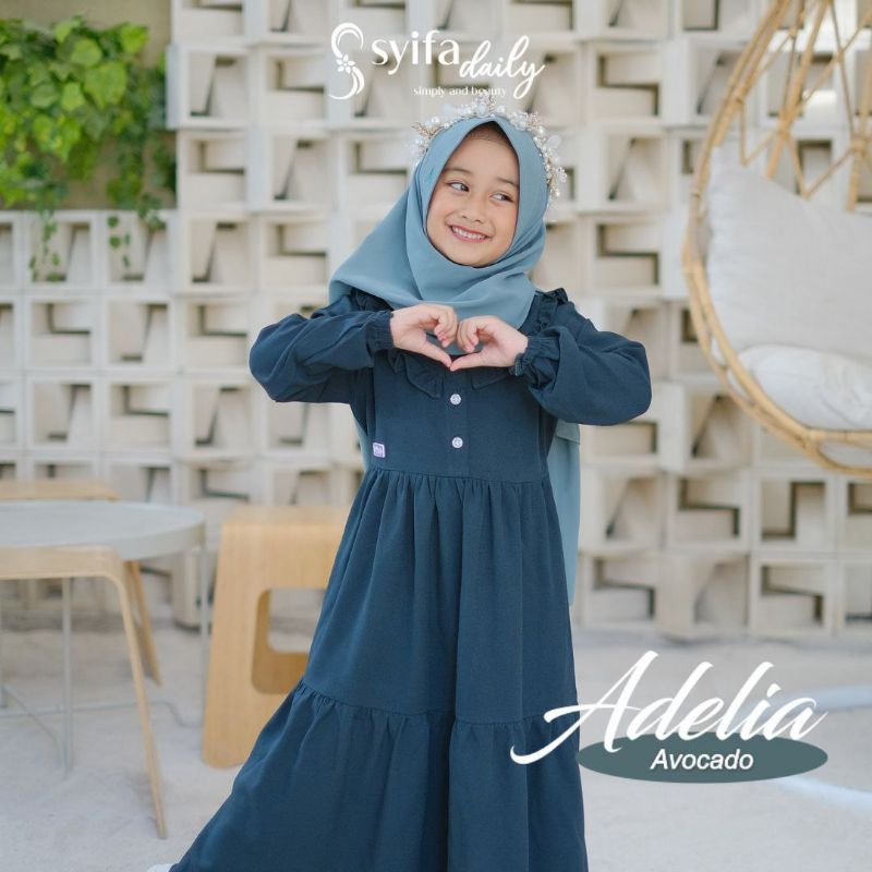 Couple Mom & Kids Adelia Gamis Kids Set Pashmina Pad Original by Syifa Daily