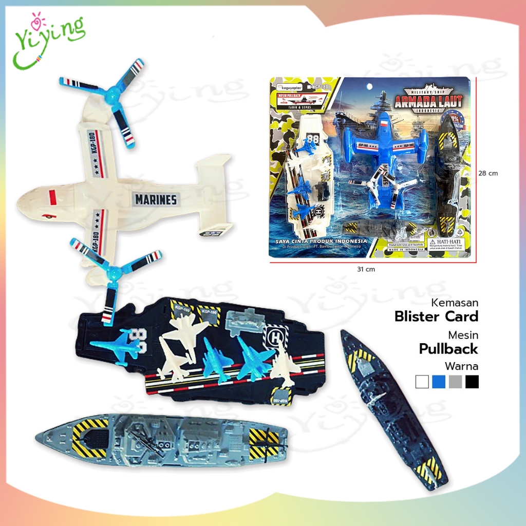 Mainan Military Ship Kapal Induk Pesawat Mesin Pull Back KGP 180 | Mainan Kapal Perang Dan Pesawat O