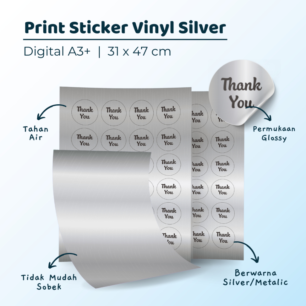 

CETAK STICKER VINYL SILVER / METALIC A3+