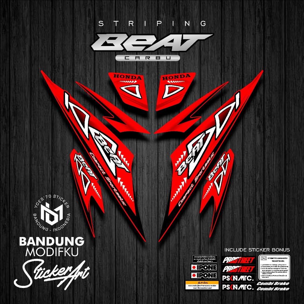 STRIPING STICKER MOTIF 8 / HONDA BEAT KARBU / BANDUNG MODIFKU / BETCARBU / STICKER VARIASI