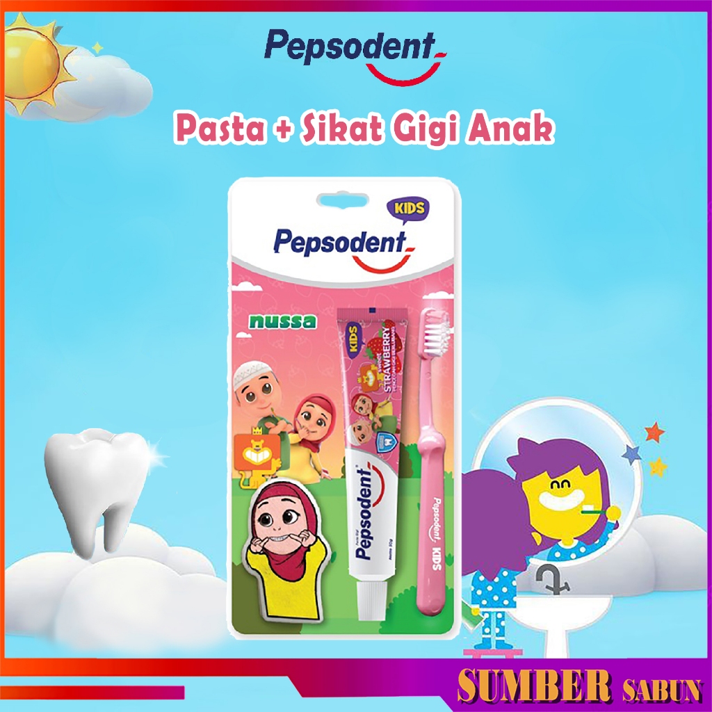 Pepsodent Kids Pasta GIgi Extra Sikat Gigi - Sikat Gigi Anak 2-6 Tahun Rasa Strawbery