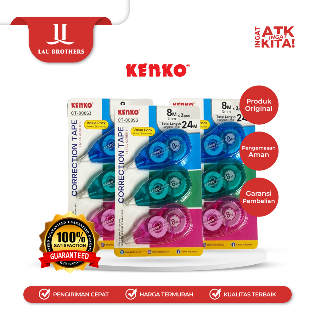 

KENKO PITA KOREKSI/ CORRECTION TAPE CT-808S3 [8M x 5mm] (1SET)
